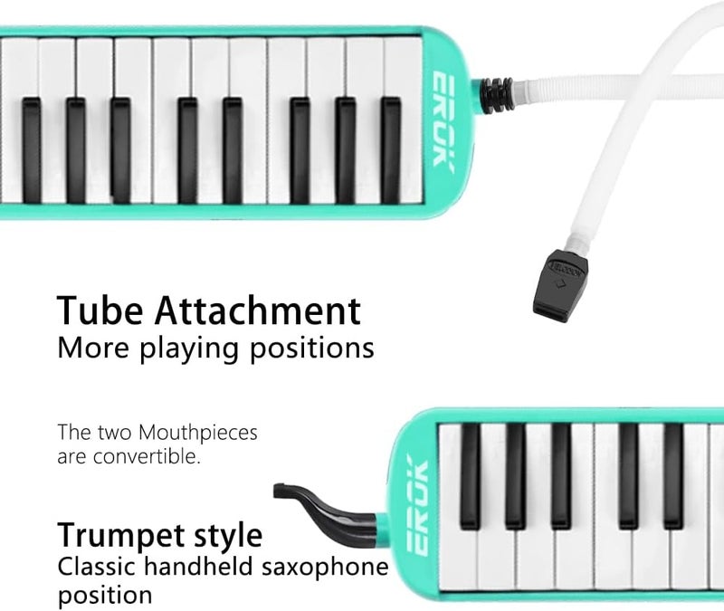 EROK 32 Keys Melodica Keyboard Instrument - Portable with Carrying Bag, Ideal for Beginners & Adults Gift (Green) - Image 2